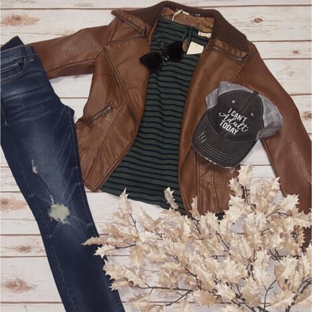 COALITION LA VEGAN LEATHER BOMBER JACKET WORN 2X!